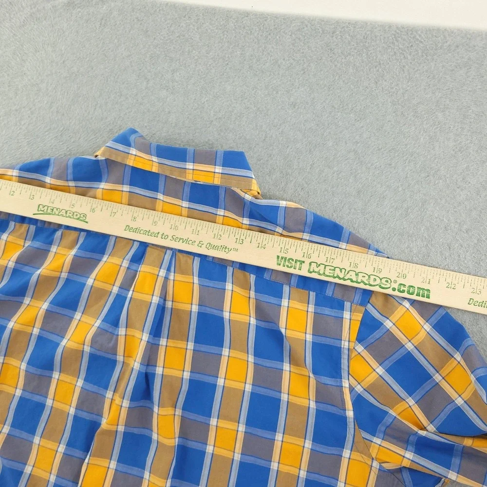 Banana Republic Shirt Mens XL Blue Yellow Plaid Long Sleeve Button Up Slim Fit